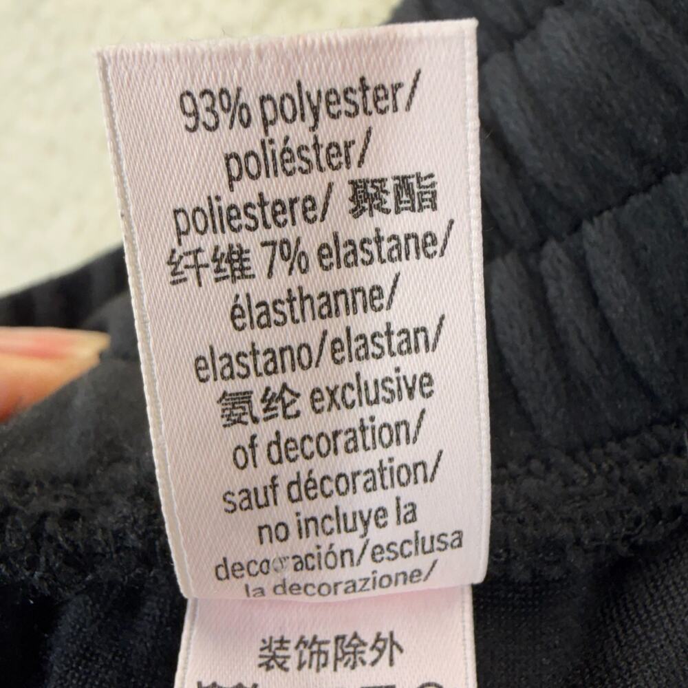 Victoria Secret Medium Wide Leg Snap Black Pants Velour Lux Diamante High Rise - Picture 3 of 13